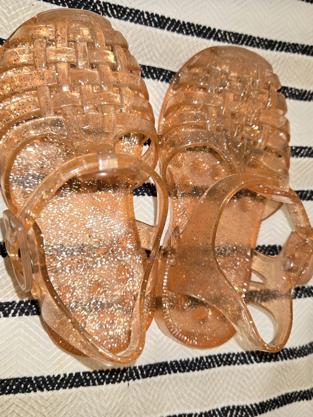 Kids Glitter Jelly Sandals - Rose Gold
